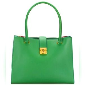 Green Ferragamo Marlene Tote in Excellent Condition with Removable Clutch!